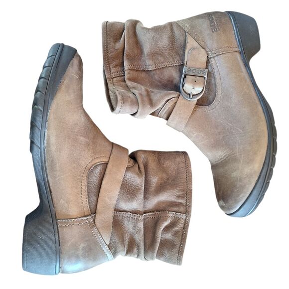 Bogs Slouchy Leather PullOn Ankle Booties Waterproof Cassie Low Brown Buckle 6.5 - Picture 4 of 13